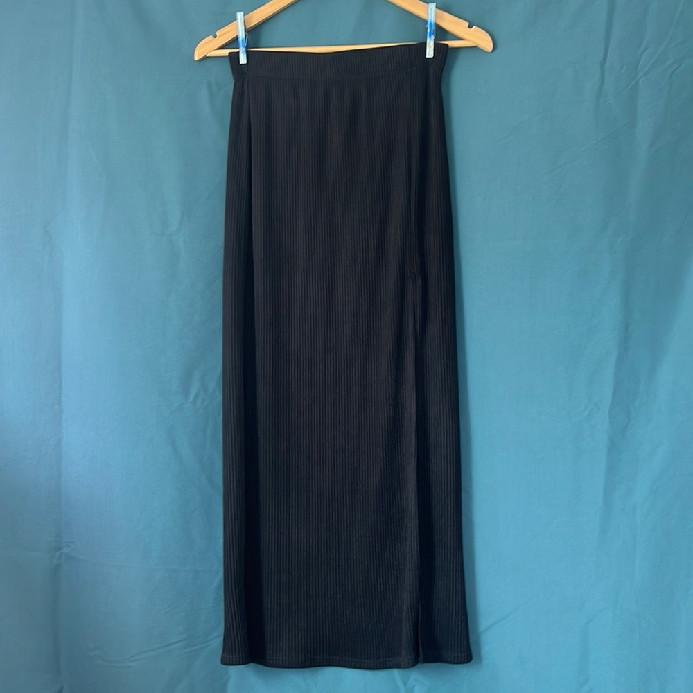 Free People Black Midi Skirt With Slit